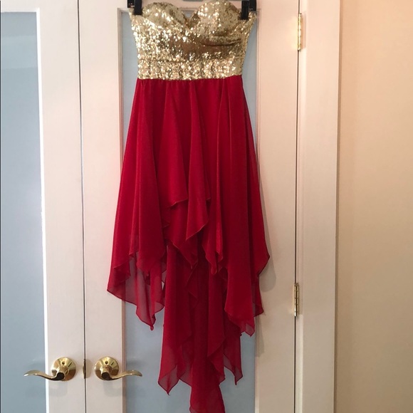 b darlin red high low dress